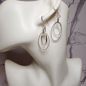 925 Silver Mobile Oval Hoop Dangle Earrings